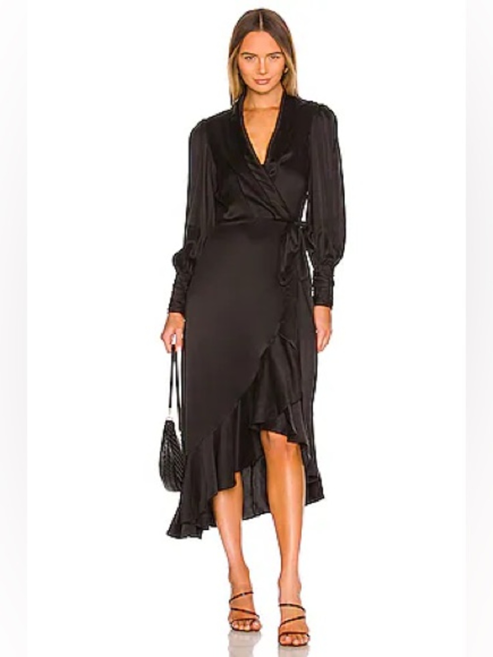 Zimmermann-Silk Wrap Midi Dress in Black